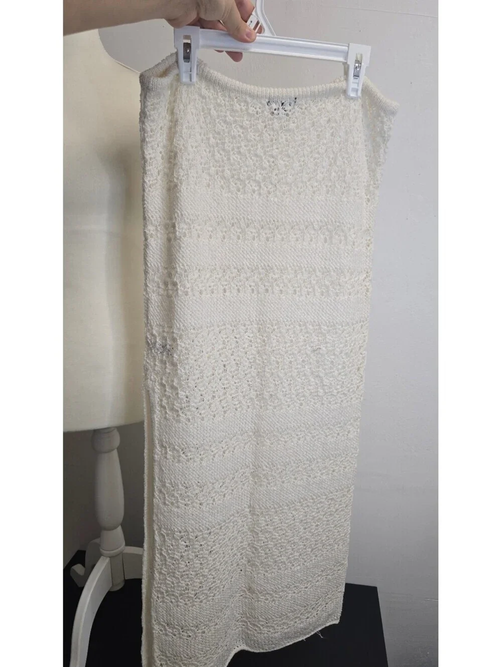 Wild Fable Women’s S Ivory Crochet Knit Maxi Skirt High Slit